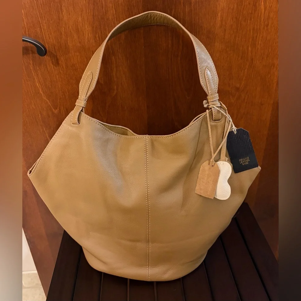 New Brown Hobo Pebble Leather Shoulder Tote